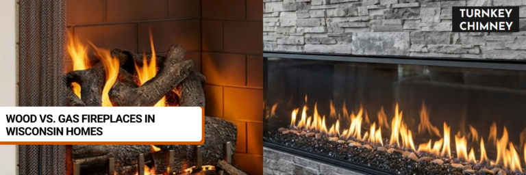 Technician installing fireplace in Wisconsin